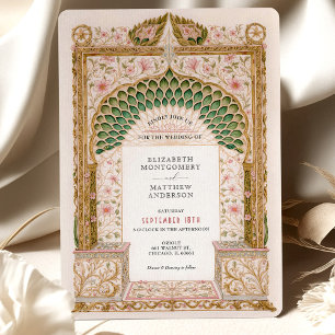 Elegantes indisches Hochzeitsblumenmotiv Einladung