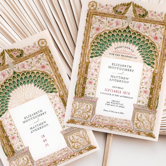Elegantes indisches Hochzeitsblumenmotiv Einladung