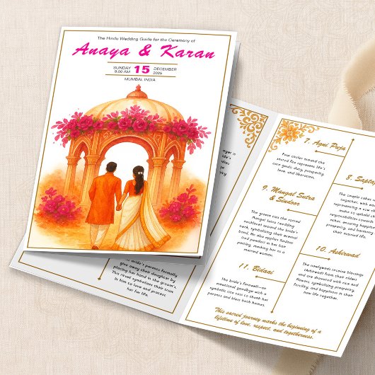 Elegantes indisches Hochzeitsprogramm Hindu-Zeremo