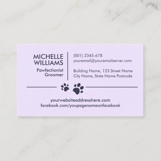 Elegantes, individualisierbares Cat & Dog-Logo für Visitenkarte (Rückseite)