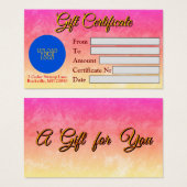Elegantes individualisierbares Geschenkzertifikat (Vorne & Hinten)