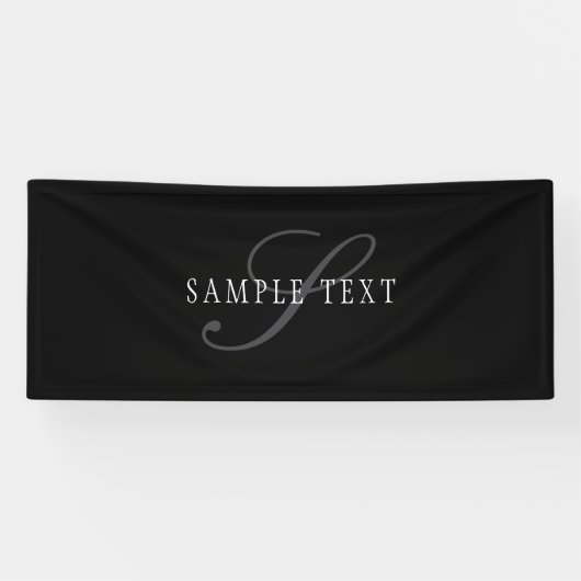 Elegantes individuell anpassbares Monogramm | Blac Banner (Horizontal)
