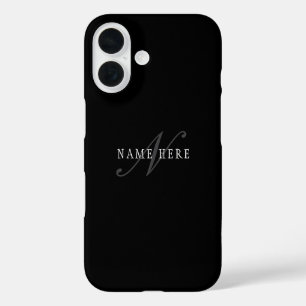 Elegantes individuell anpassbares Monogramm   Blac iPhone 16 Hülle