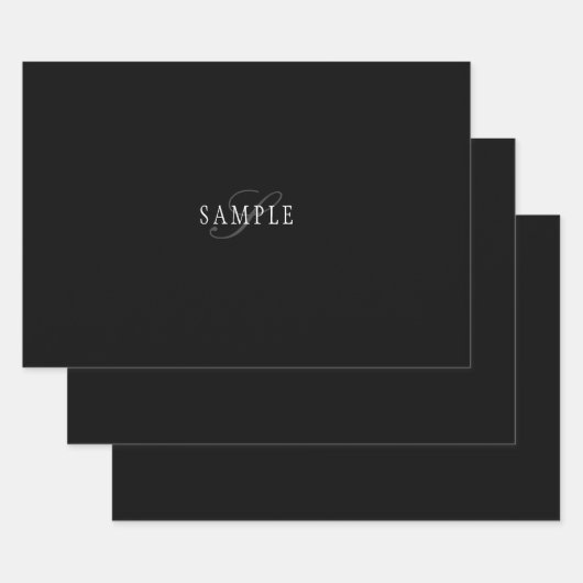 Elegantes individuell anpassbares Monogramm | Blac Geschenkpapier Set (Set)