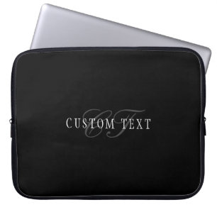 Elegantes individuell anpassbares Monogramm   Blac Laptopschutzhülle