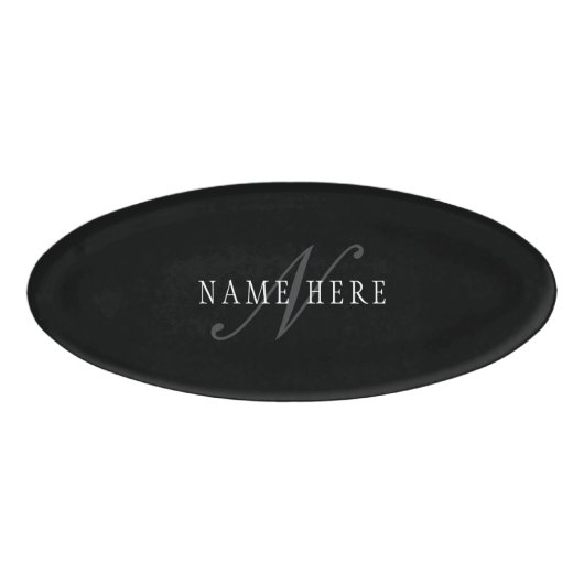 Elegantes individuell anpassbares Monogramm | Blac Namenschild (Vorderseite)