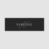 Elegantes individuell anpassbares Monogramm | Blac Namensschild (Vorderseite)