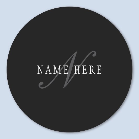 Elegantes individuell anpassbares Monogramm | Blac Runder Aufkleber