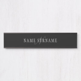 Elegantes individuell anpassbares Monogramm | Blac Türschild