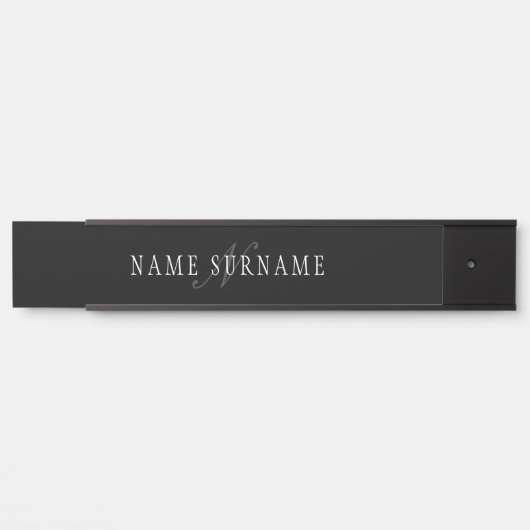 Elegantes individuell anpassbares Monogramm | Blac Türschild (Vorderseite )