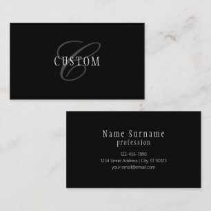 Elegantes individuell anpassbares Monogramm   Blac Visitenkarte