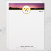 Elegantes, individuell anpassbares Sunset Monogram Briefbogen (Vorne/Hinten)