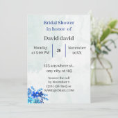 Elegantes, individuell gestaltetes blaues Brautpar Einladung (Stehend Vorderseite)