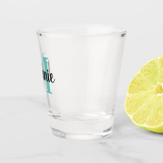 Elegantes individuelle Name-Monogramm-Party Schnapsglas (Rechts)