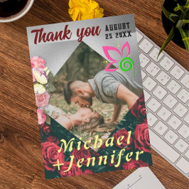 Elegantes, individuelles Foto Hochzeit Dankeskarte