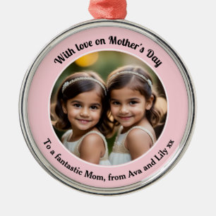 Elegantes individuelles Foto Muttertags-Rosa Ornament Aus Metall