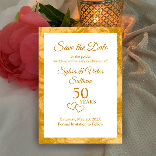 Elegantes individuelles Goldenes 50-jähriges Party Save The Date