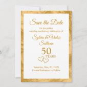 Elegantes individuelles Goldenes 50-jähriges Party Save The Date (Vorderseite)