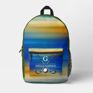 Elegantes, individuelles Golf Monogram Design Bedruckter Rucksack