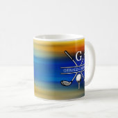 Elegantes, individuelles Golf Monogram Design Kaffeetasse (VorderseiteRechts)