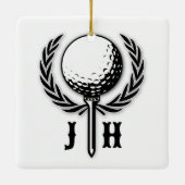 Elegantes, individuelles Golf Monogram Design Keramikornament (Rückseite)