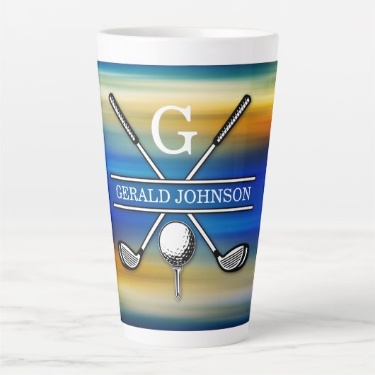 Elegantes, individuelles Golf Monogram Design Milchtasse (Vorderseite)
