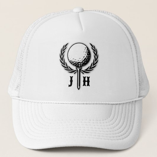 Elegantes, individuelles Golf Monogram Design Truckerkappe (Vorderseite)