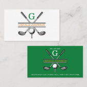 Elegantes, individuelles Golf Monogram Design Visitenkarte (Vorne/Hinten)