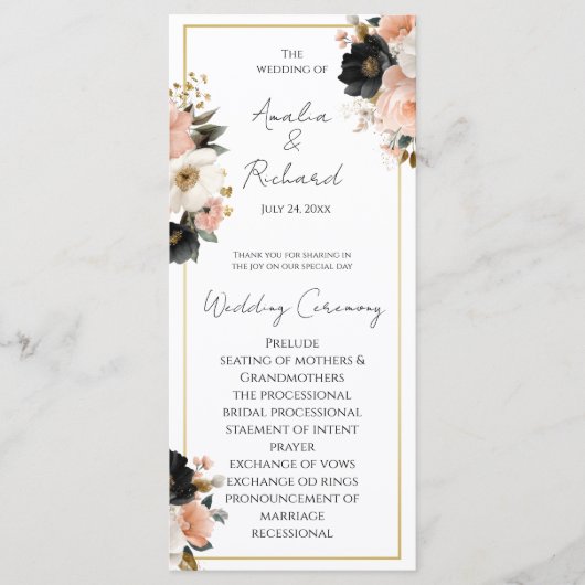 Elegantes, individuelles Hochzeitsprogramm mit Blu Programm (Vorderseite)