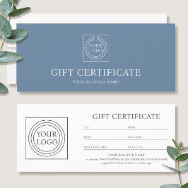 Elegantes individuelles Logo blau Geschenkgutschei