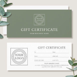 Elegantes individuelles Logo grün Geschenkgutschei