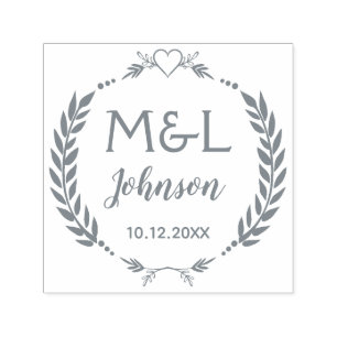 Elegantes individuelles Monogramm Hochzeit Selbstf Permastempel