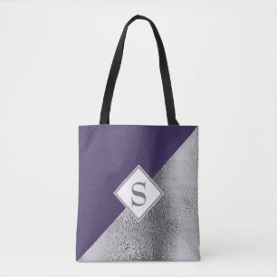 Elegantes individuelles Monogramm Metallic Lila Si Tasche