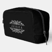 Elegantes individuelles Monogramm, schwarz Waschbeutel (Rechte Ecke)