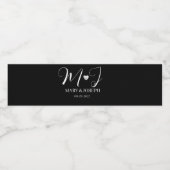 Elegantes, individuelles Schwarzes Hochzeitwasser- Wasserflaschenetikett (Einzelnes Label)
