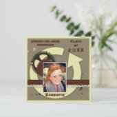 Elegantes Ingenieurgetriebe Abschluss Foto Einladung (Stehend Vorderseite)