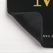 Elegantes Initial Chic Schwarz Gold Monogramm Mousepad (Ecke)