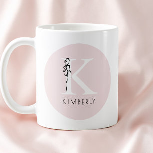 Elegantes Initial Pink Mädchenhaft Feminines Bogen Kaffeetasse