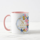 Elegantes initiales Blumen-Schmetterling-Monogramm Tasse (Links)
