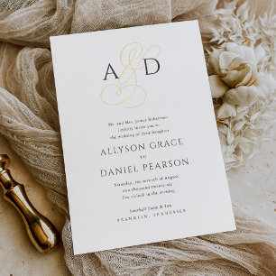 Elegantes initiales Monogramm klassische Hochzeit Folieneinladung