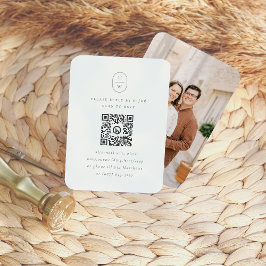 Elegantes Initials Foto QR Code Hochzeit RSVP Begleitkarte