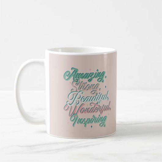 Elegantes inspirierendes 3D-Typografie-Design Kaff Kaffeetasse (Links)