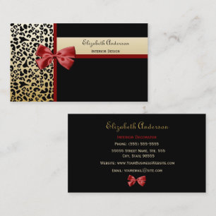 Elegantes Interieur-Design Schwarz und Gold Leopar Visitenkarte