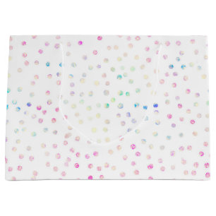 Elegantes Iridescent Confetti Dots Weißes Design Große Geschenktüte