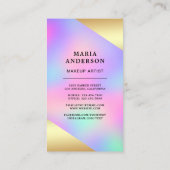 Elegantes iridescent Holographic Makeup Artist Fot Visitenkarte (Rückseite)