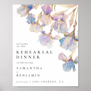 Elegantes Iris-Blumen-Probedinner zur Hochzeit Poster