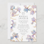 Elegantes Iris Floral Watercolor Brautparty Einladung (Vorderseite)