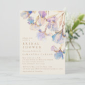 Elegantes Iris Floral Watercolor Brautparty Einladung (Stehend Vorderseite)