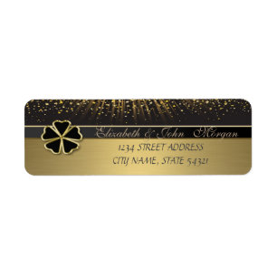 Elegantes Irisches Schamrock ,Gold Adressetikett