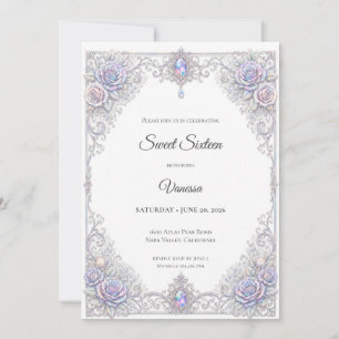 Elegantes irisierendes Blumen Sweet 16 Einladung